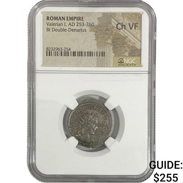 Roman Valerian I, AD 253-260 BI Double-Denarius NGC Ch VF