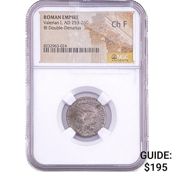 Roman Valerian I, AD 253-260 BI Double-Denarius NGC ChF
