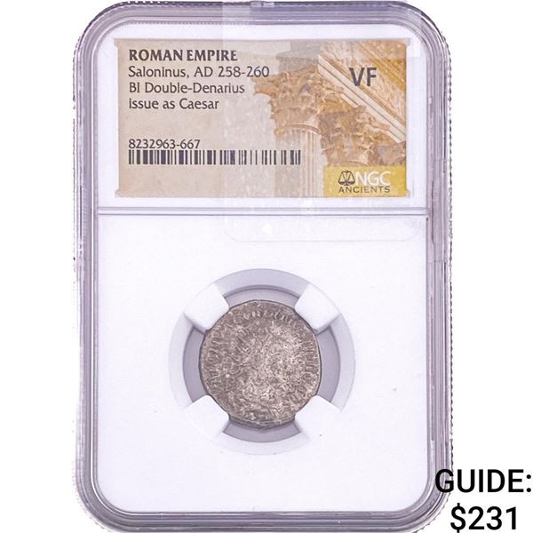 Roman Saloninus, AD 258-260 BI Double-Denarius NGC VF