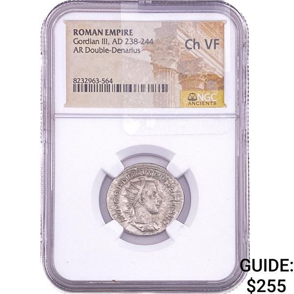 Roman Gordian III, AD 238-244 AR Double-Denarius NGC ChVF