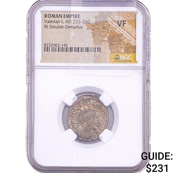 Roman Valerian I, AD 253-260 BI Double-Denarius NGC VF