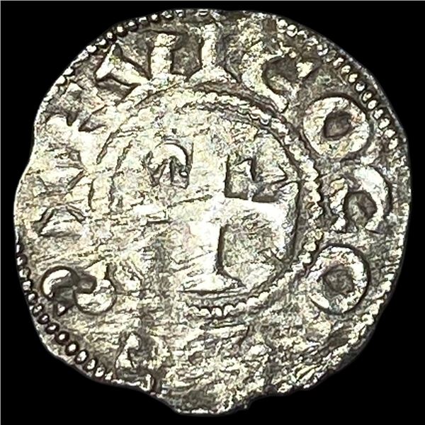 1100S Crusades France Anjou Silver Denier NEARLY UNCIRCULATED