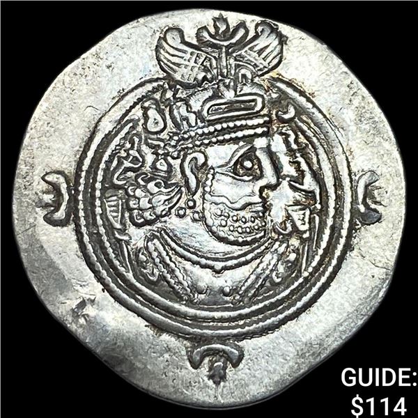 Sasanian Khosrow II 590-628 AD Silver Drachm UNCIRCULATED