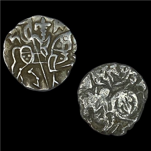 [2 Coins]700-1000 AD India Rajput SIlver Jital NEARLY UNCIRCULATED
