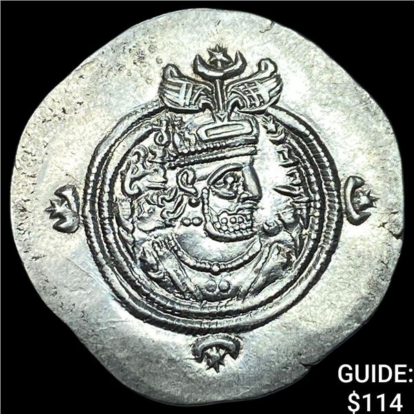 Sasanian Khosrow II 590-628 AD Silver Drachm UNCIRCULATED