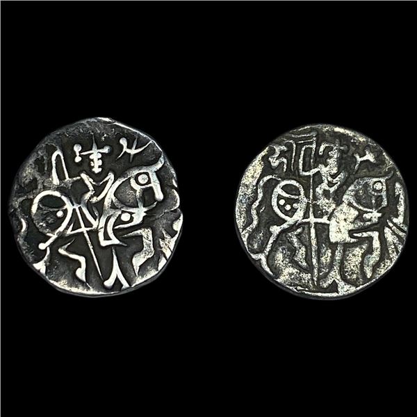 700-1000 AD [2 Coins]India Rajput SIlver Jital NEARLY UNCIRCULATED