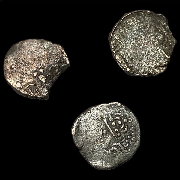 [3 Coins]Pratihara 780-980 AD Silver Drachm NEARLY UNCIRCULATED