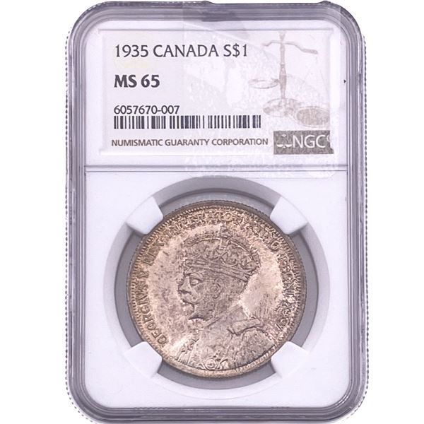 1935  Canada $1 Sliver NGC MS65