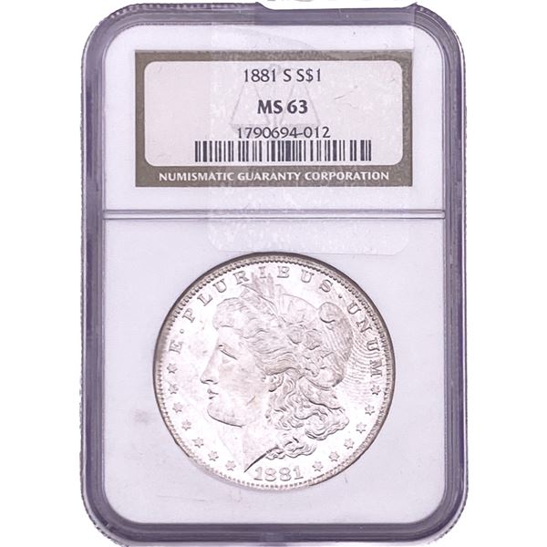 1881-S Morgan Silver Dollar NGC MS63
