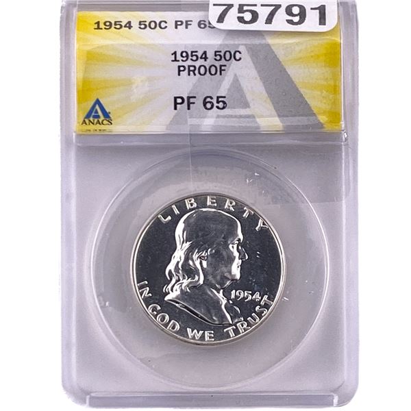 1954 Franklin Half Dollar ANACS PF65