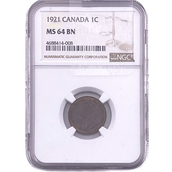 1921 Canada 1C NGC MS64 BN