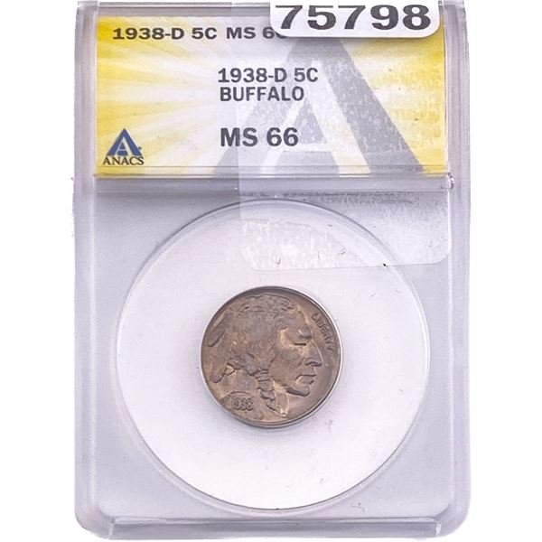 1938-D Buffalo Nickel ANACS MS66