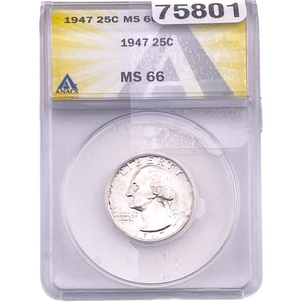 1947 Washington Silver Quarter ANACS MS66