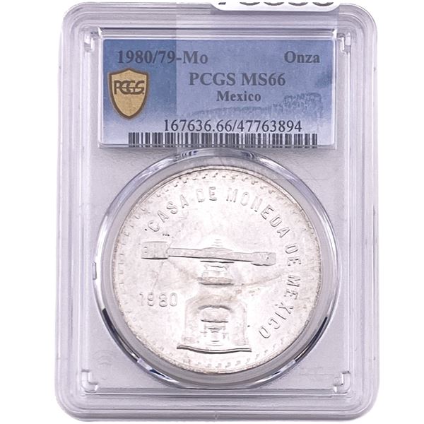 1980/79-Mo Una Onza Troy De Plata Pura Mexico PCGS MS66