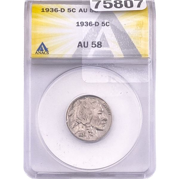 1936-D Buffalo Nickel ANACS AU58