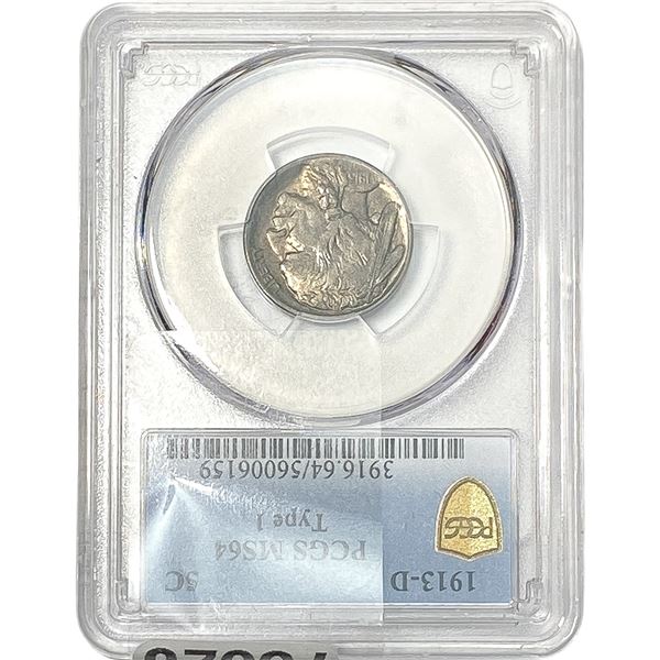 1913-D Buffalo Nickel PCGS MS64 Type1