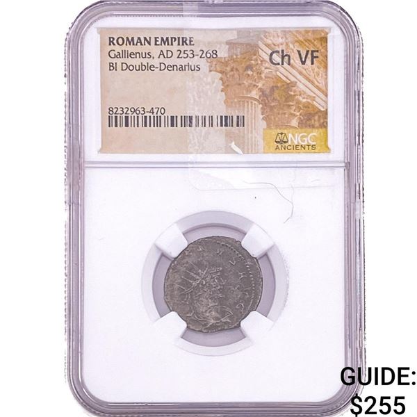 Roman Gallienus,AD 253-268 BI Double-Denarius NGC Ch VF