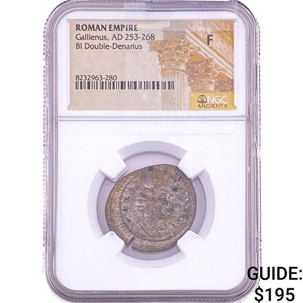 Roman Gallienus,AD 253-268 BI Double-Denarius NGC F
