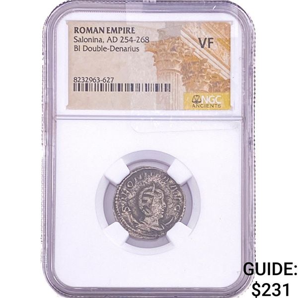 Roman Salonina, AD 254-268 BI Double-Denarius NGC VF