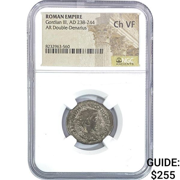 Roman Gordian III, AD 238-244 AR Double-Denarius NGC Ch VF