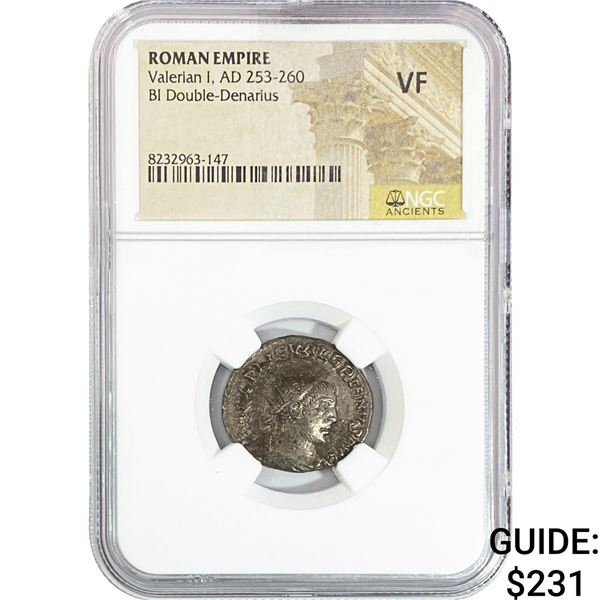 Roman Valerian I, AD 253-260 BI Double-Denarius NGC VF