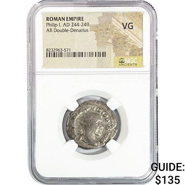 Roman Philip I, AD 244-249 AR Double-Denarius NGC VG