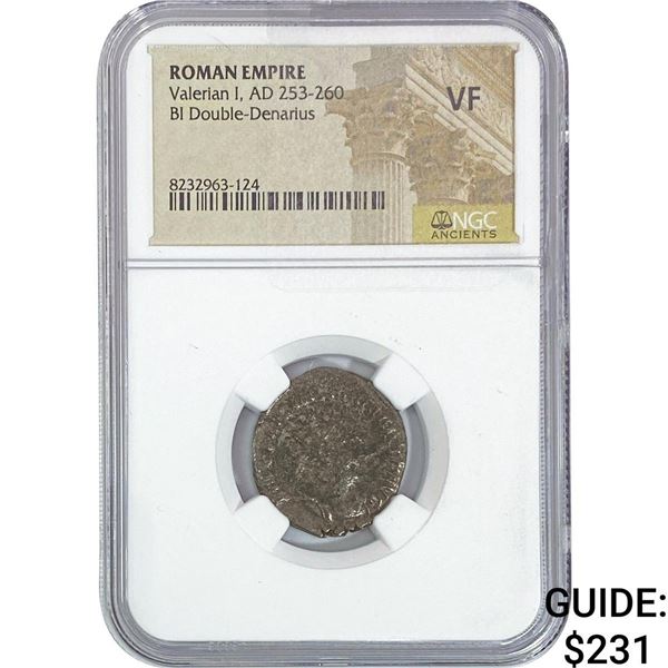 Roman Valerian I, AD 253-260 BI Double-Denarius NGC VF