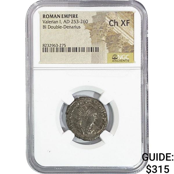 Roman Valerian I, AD 253-260 BI Double-Denarius NGC ChXF
