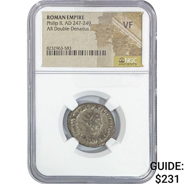 Roman Philip II, AD 247-249 AR Double-Denarius NGC VF