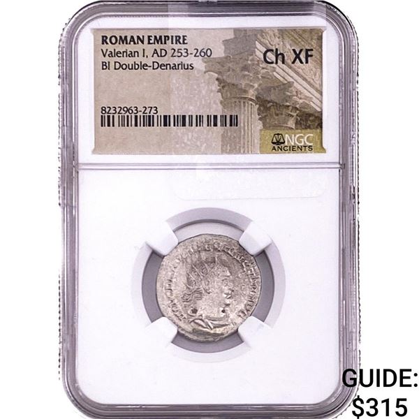 Roman Valerian I, AD 253-260 BI Double-Denarius NGC ChXF