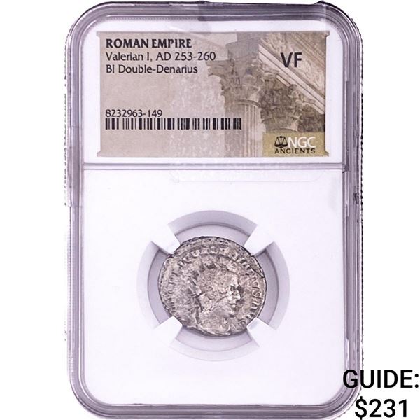 Roman Valerian I, AD 253-260 BI Double-Denarius NGC VF