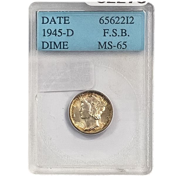 1945-D Mercury Silver Dime AGC MS65 FSB