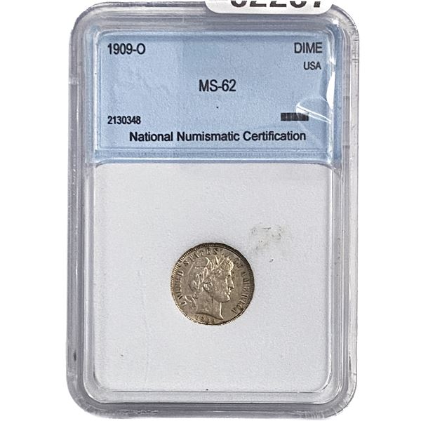 1909-O Barber Dime NNC MS62
