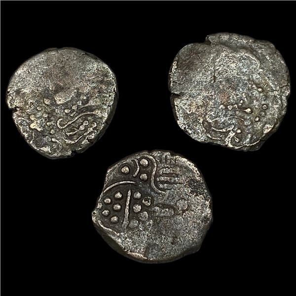 [3 Coins]Pratihara 780-980 AD Silver Drachm NEARLY UNCIRCULATED