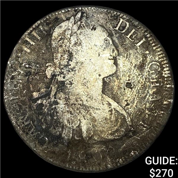 1800s Mexico SIlver 8 Reales Shipwreck Effect NEARLY UNCIRCULATED