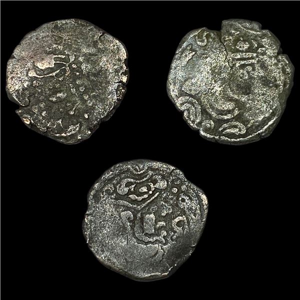 [3 Coins]Pratihara 780-980 AD Silver Drachm NEARLY UNCIRCULATED