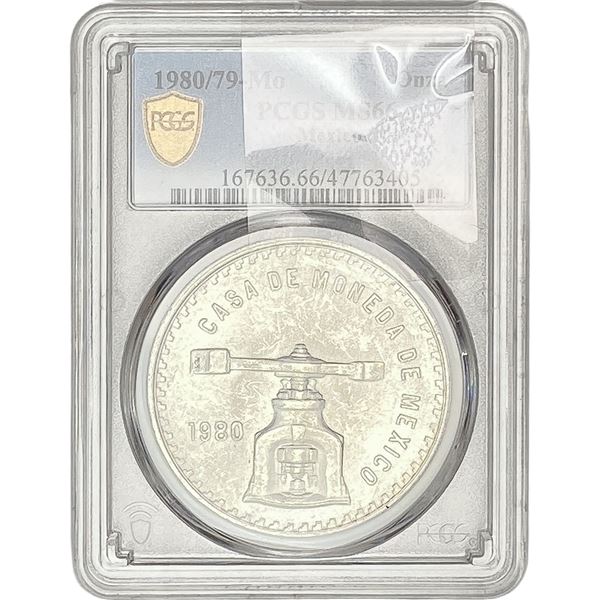 1980/79-Mo Una Onza Troy De Plata Pura Mexico PCGS MS66