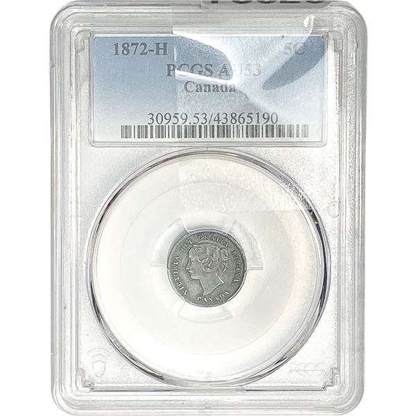 1872-H Canada 5C PCGS AU53