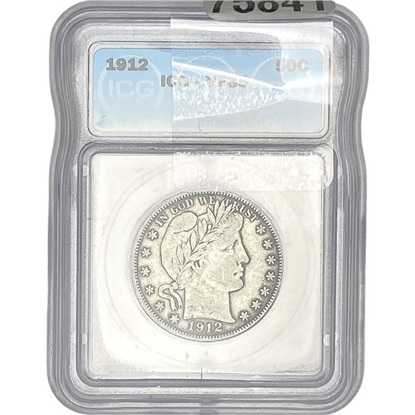 1912 Barber Half Dollar ICG VF35