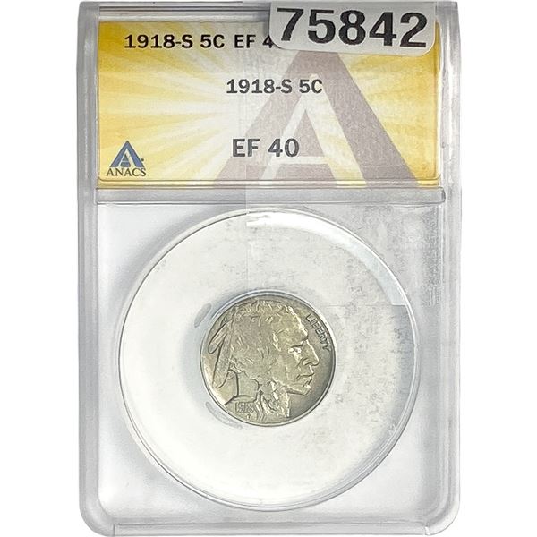 1918-S Barber Nickel ANACS EF40