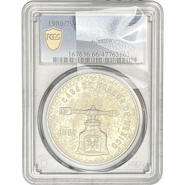 1980/79-Mo Una Onza Troy De Plata Pura Mexico PCGS MS66