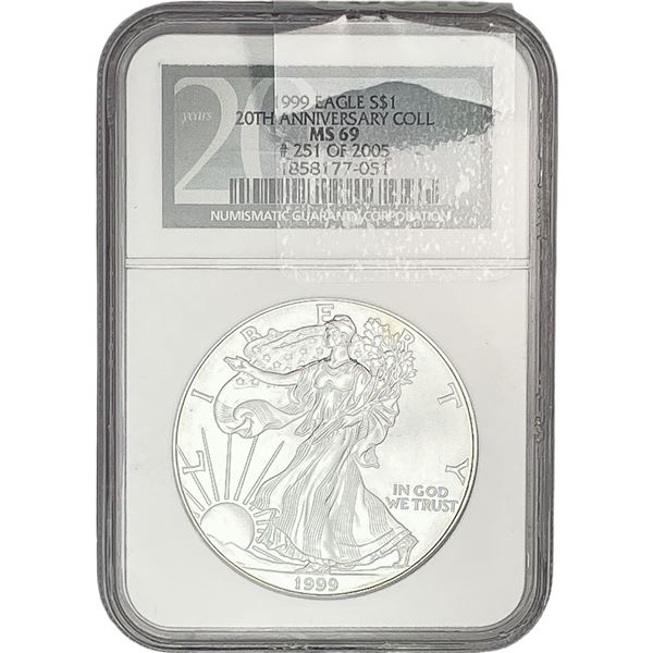 1999 Silver Eagle NGC MS69 20th Anniv.