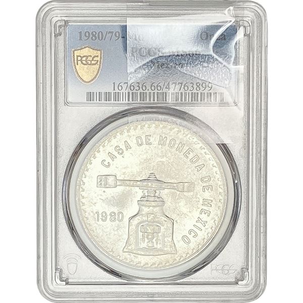 1980/79-Mo Una Onza Troy De Plata Pura Mexico PCGS MS66