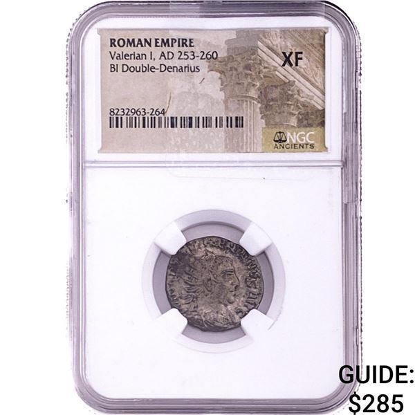 Roman Valerian I, AD 253-260 BI Double-Denarius NGC XF