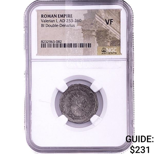 Roman Valerian I, AD 253-260 BI Double-Denarius NGC VF