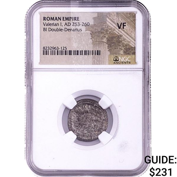 Roman Valerian I, AD 253-260 BI Double-Denarius NGC VF