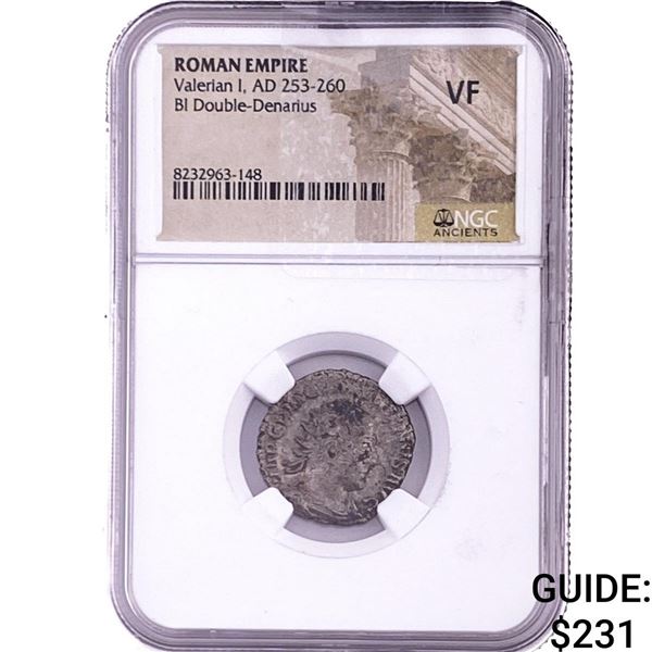 Roman Valerian I, AD 253-260 BI Double-Denarius NGC VF
