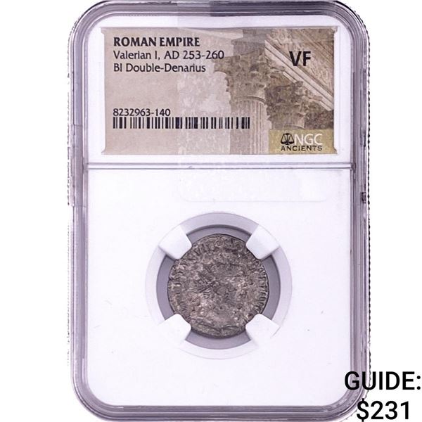Roman Valerian I, AD 253-260 BI Double-Denarius NGC VF