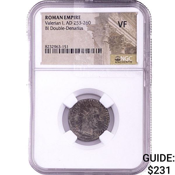 Roman Valerian I, AD 253-260 BI Double-Denarius NGC VF