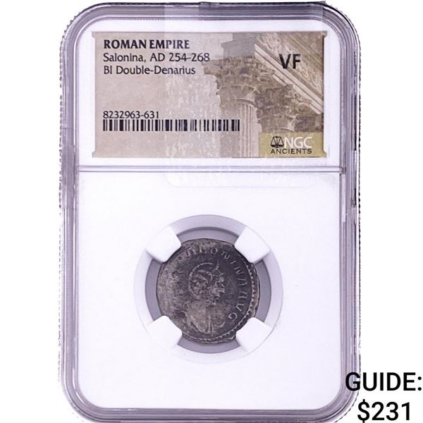 Roman Salonina, AD 254-268 BI Double-Denarius NGC VF